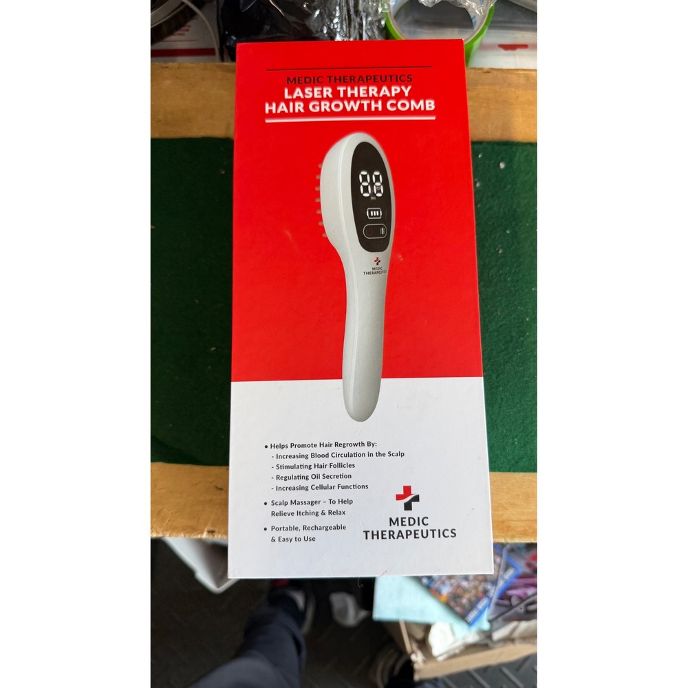 Medic Therapeutics Laser Therapy Hair Growth Comb Red LED Scalp Massager White